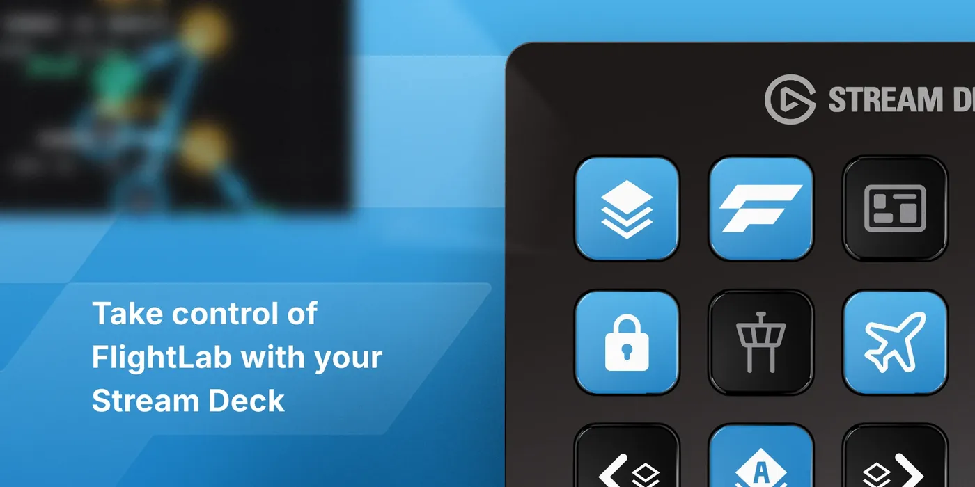 Stream Deck with FlightLab keys for overlays, lock and tower